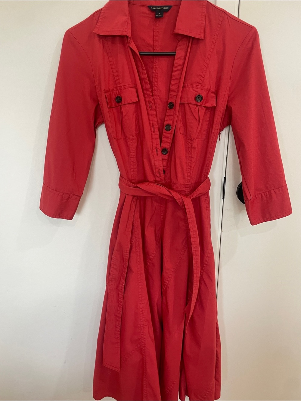 Banana Republic Vibrant Red Midi Shirtdress - Picture 6 of 6